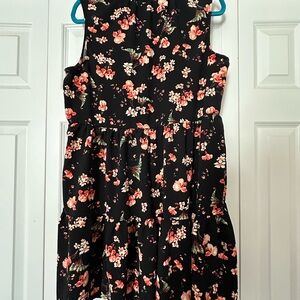 Old Navy Floral Black Short Sleeveless Dress XL